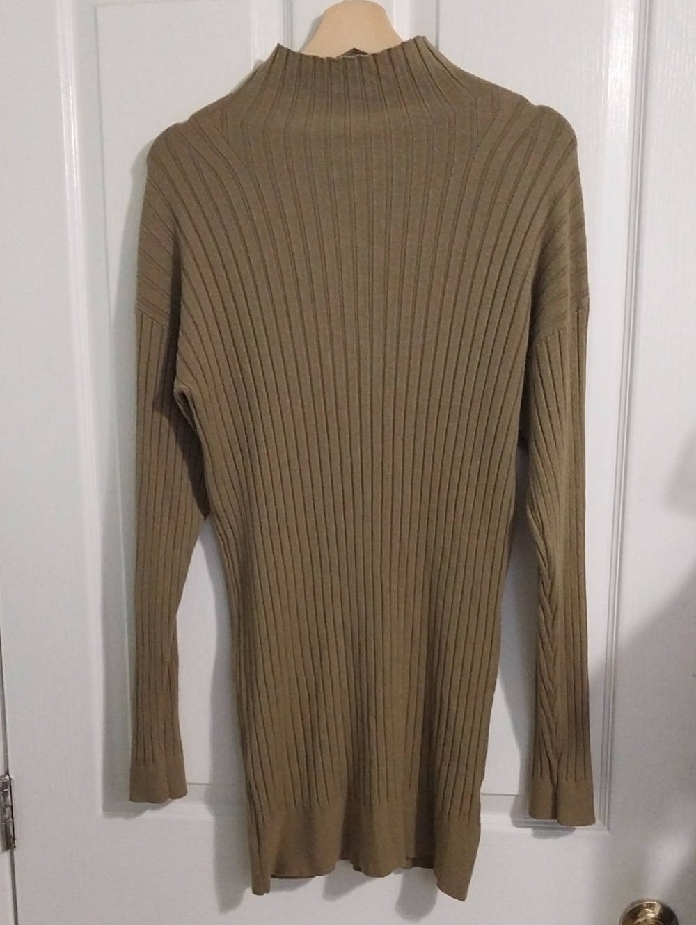 M KARLIE Ribbed Long-Sleeve Sweater Dress Olive Rayon Nylon Cashmere